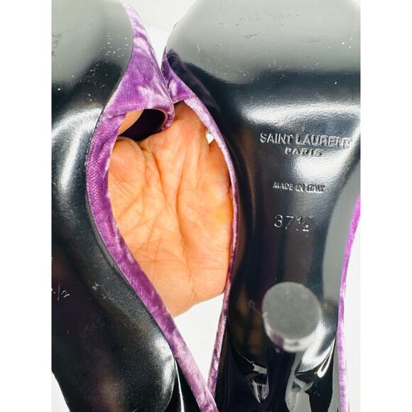 Saint Laurent Baliqua 105 Velvet Mule Sandals Malva Purple High Heel EU 37.5 - Picture 6 of 10